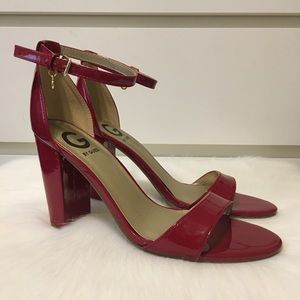 G by Guess Red Patent Leather Block Heel w/ Strap